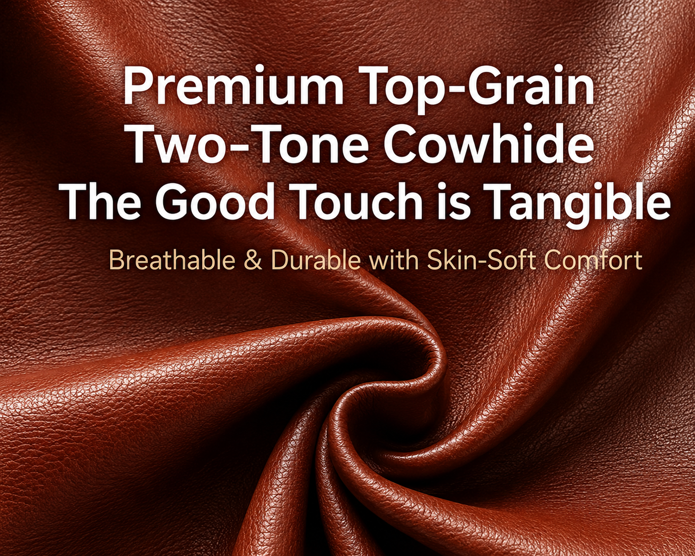 Premium top-grain two-tone genuine cowhide leather upholstery on the DR.BOSS® FJ-2025 Pro Wave medical massage chair, offering breathable comfort, exceptional durability, luxurious softness, and long-lasting performance.