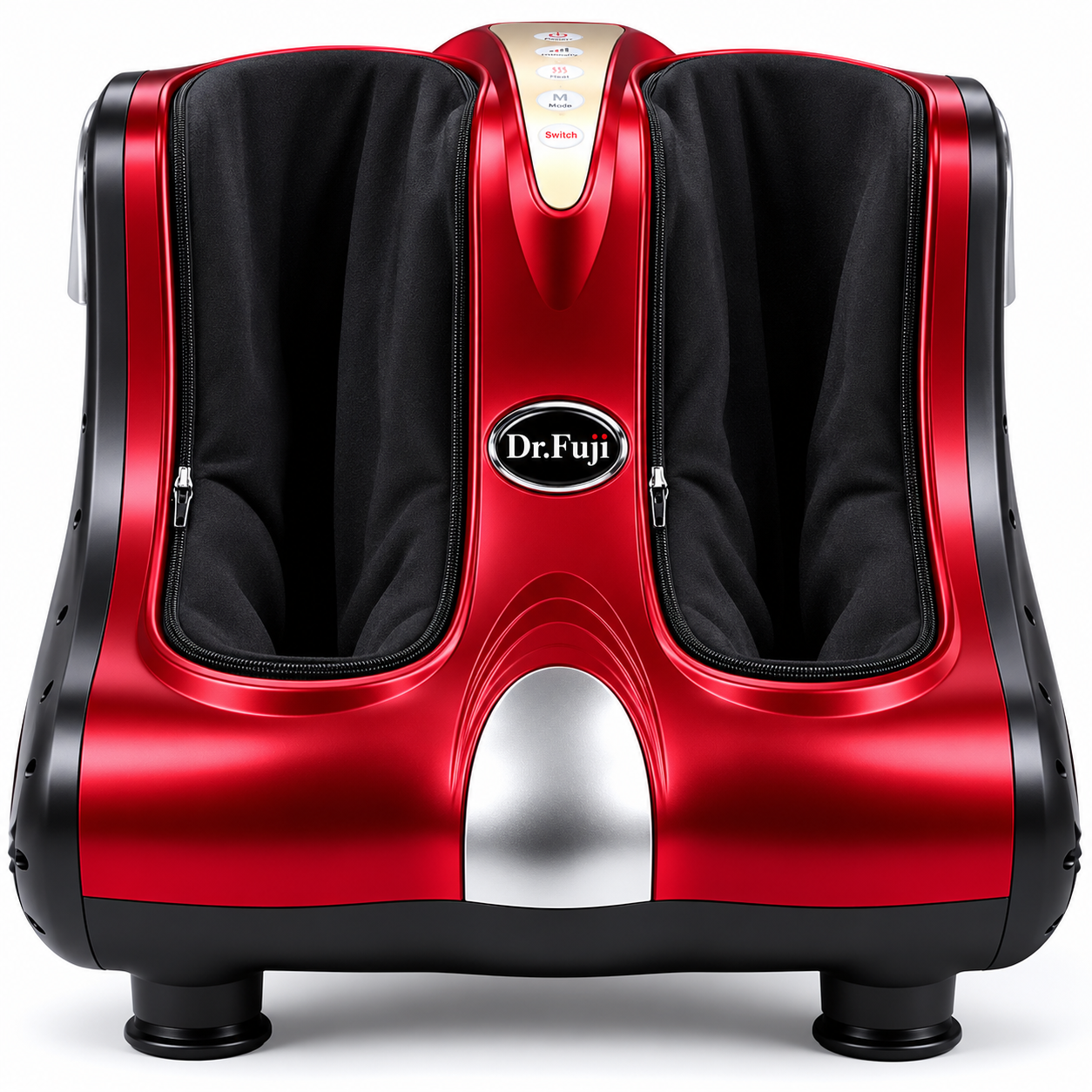 Dr.Fuji Premium Foot & Calf Massager with heat and air compression in red front view.