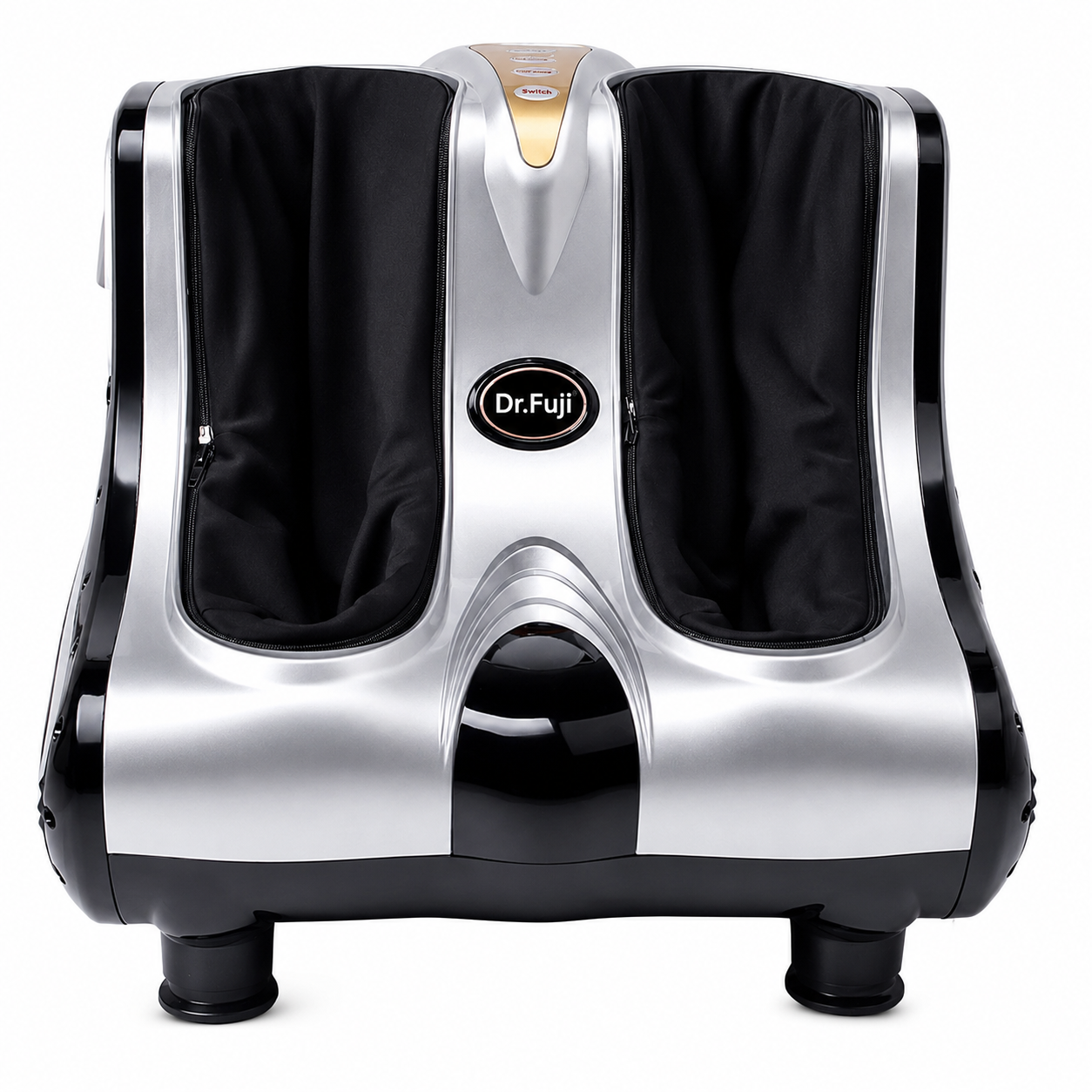 Dr.Fuji Premium Foot & Calf Massager with Shiatsu massage in silver front view.