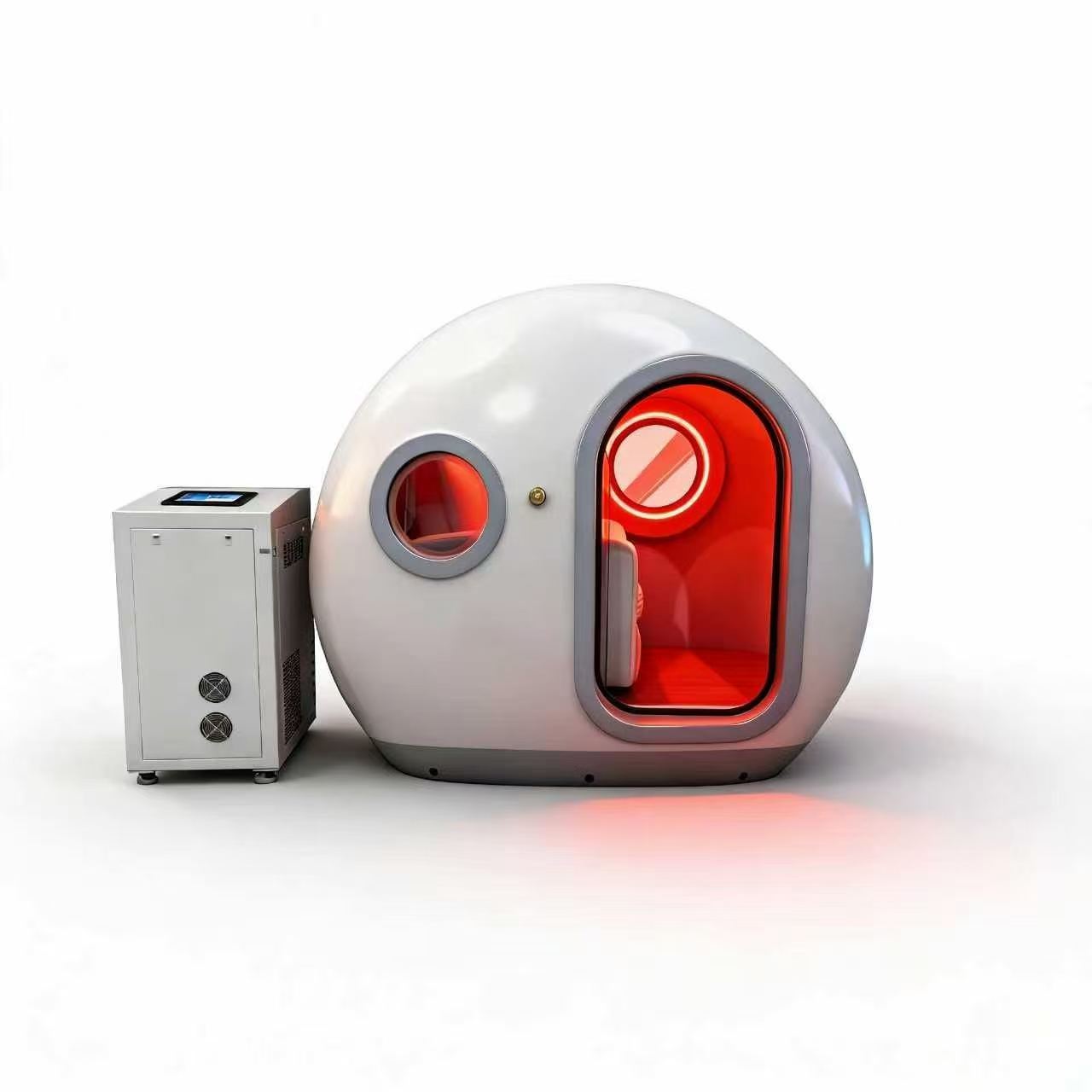 DR.FUJI white hard-shell hyperbaric oxygen chamber with integrated red-light system