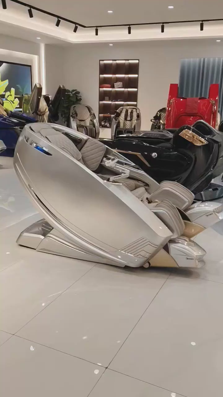 FJ-9000 DR.BOSS robotic therapeutic massage chair demonstration